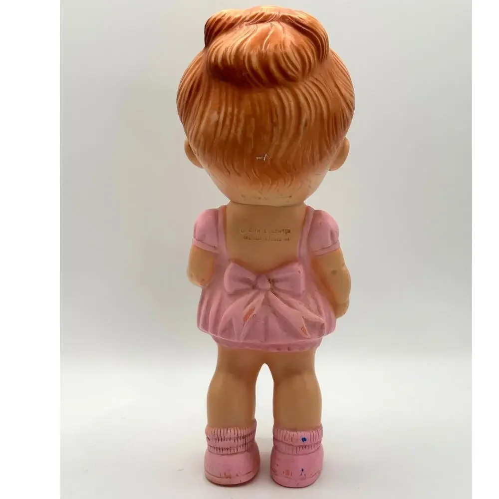 Vintage Ruth B. Newton Sun Rubber Co. Girl in Pink Dress, Squeaky Doll